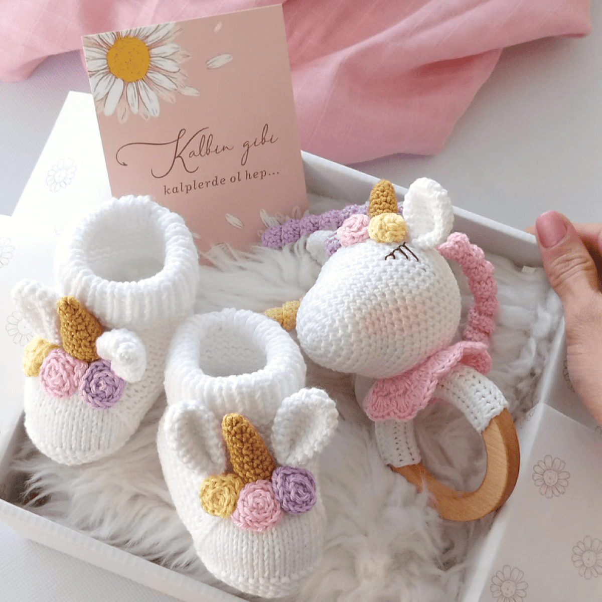 Amigurumi Unicorn Booties And Rattle Set Mini Hobievi