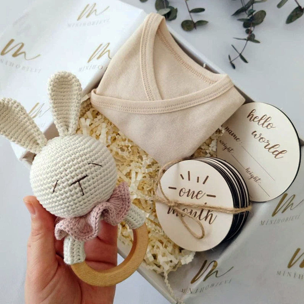 minihobievi Hediye Kız Tavşan Amigurumi Organic Gift Box