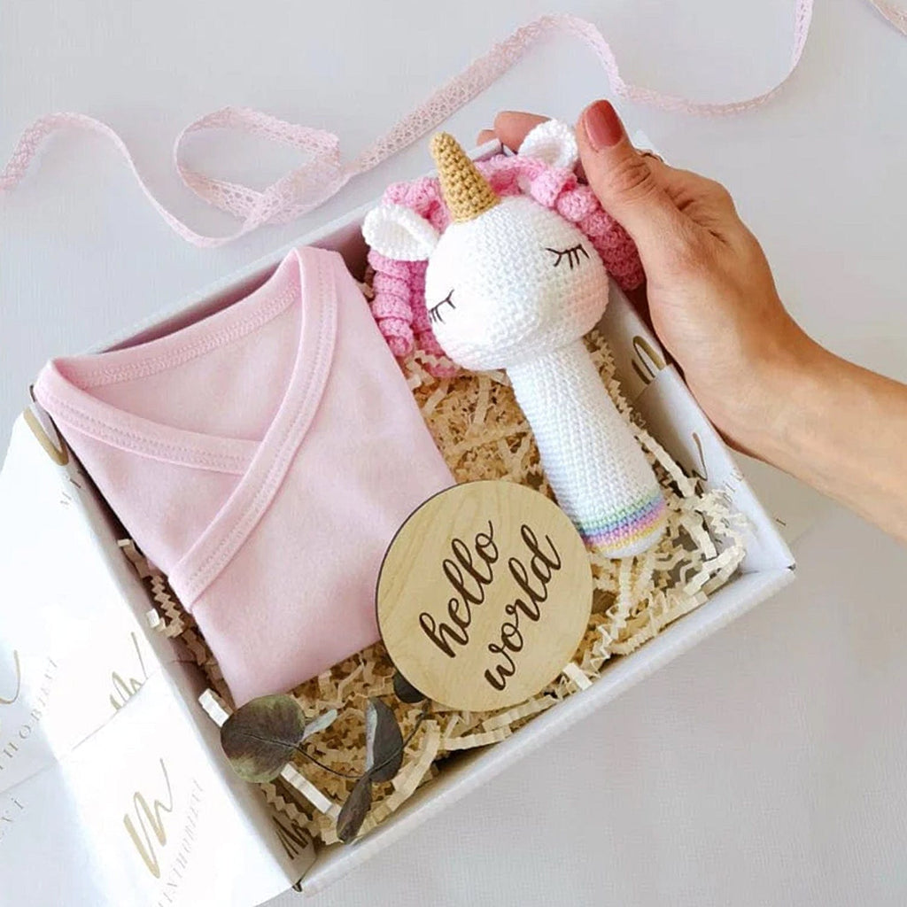 minihobievi Hediye Amigurumi Pembiş Unicorn Gift Box