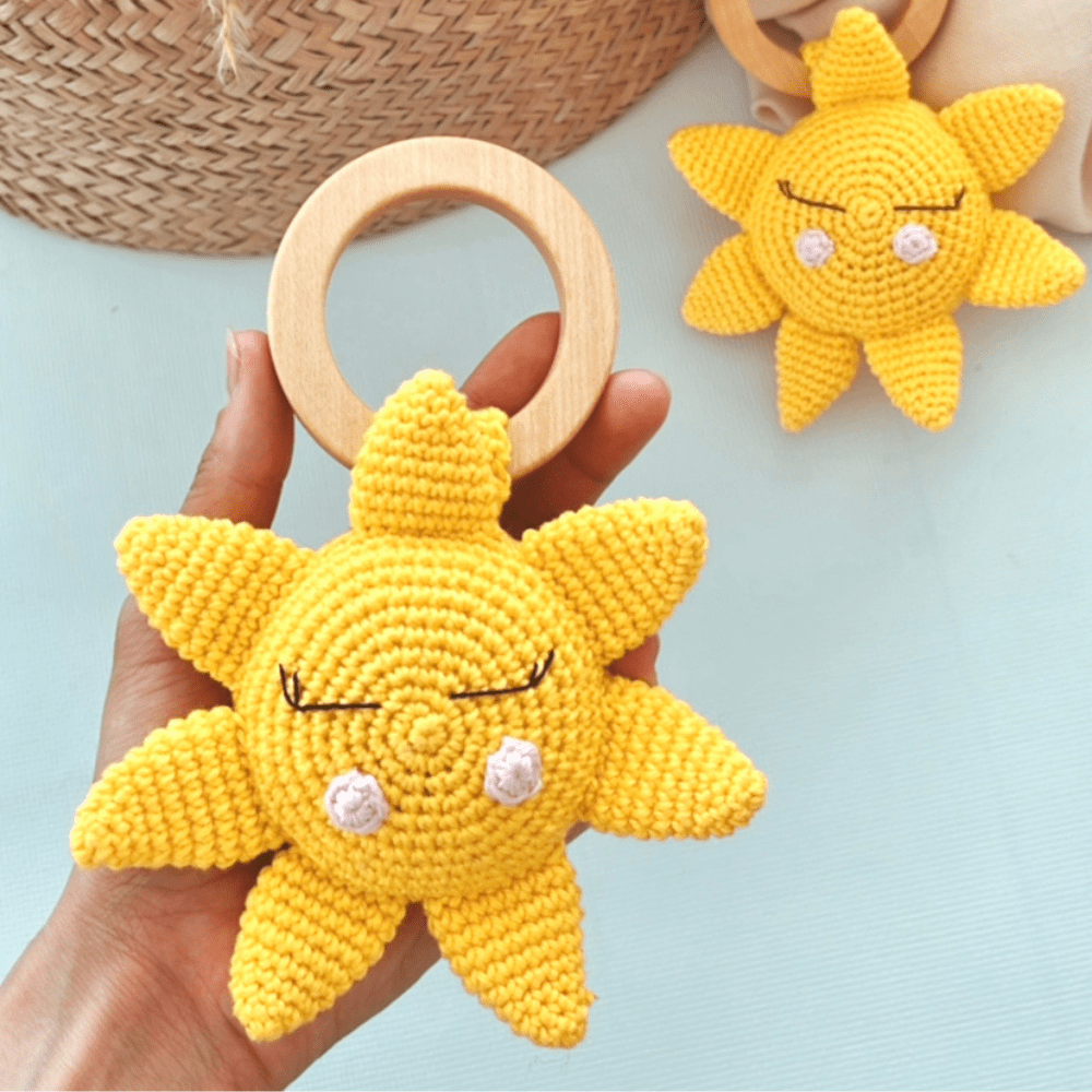 minihobievi Amigurumi oyuncak Amigurumi Güneş Diş Kaşıyıcı